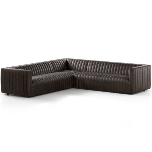 Sofa narozna o dekoracyjnym profilu z miekka linia w odcieniu czerni