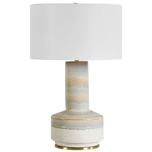 Lampa stolowa o spokojnej linii z dopracowana sylwetka w odcieniu bieli